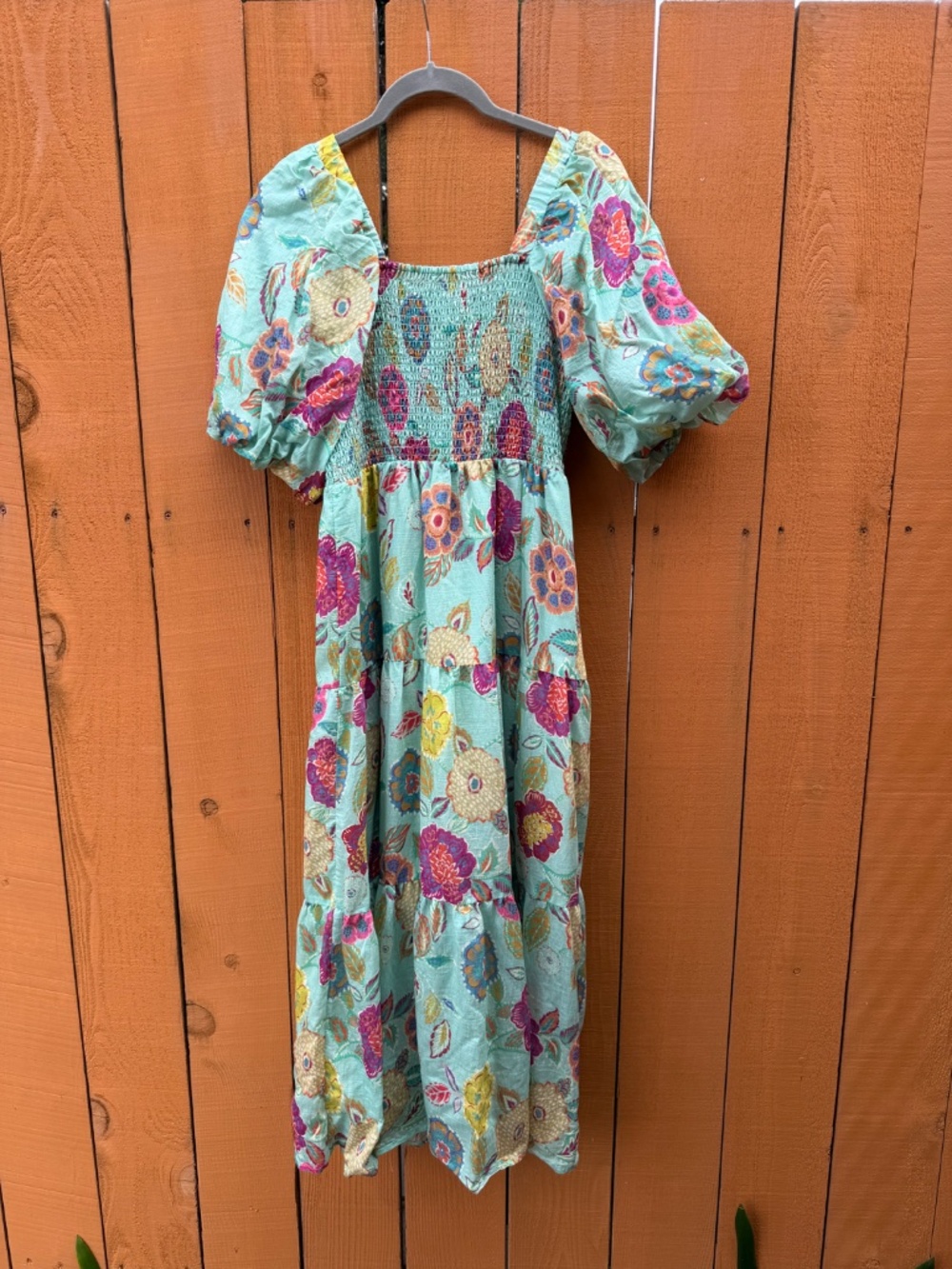 THML Anthropologie Floral Puff-Sleeve Smocked Dress - Picture 6 of 8